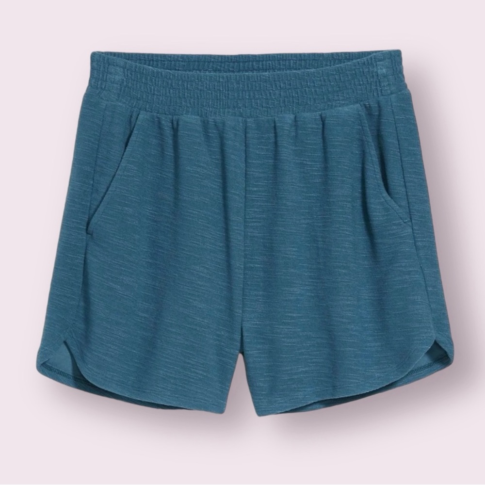 Blue Dolphin-Hem Pull-on 3.5" Shorts L Knit Textured High-Waist Lounge/Pajama